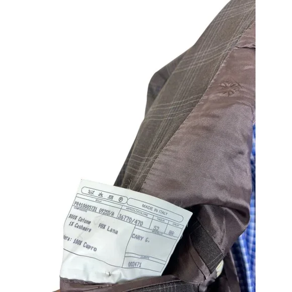 Gianluca Isaia Sport Coat Jacket Italian Wool Brown Glen Plaid Men's 40S Nice